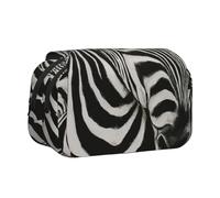 YXDVPALNE Rayures zébrées imprimées en Noir et Blanc Trousse à Crayons Portable à Double Coque avec Fermeture éclair