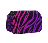 YXDVPALNE Rayures zébrées Roses et Violettes Trousse à Crayons Portable à Double Coque avec Fermeture éclair