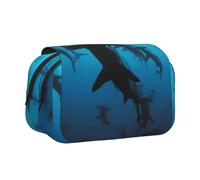 YXDVPALNE Requins-marteaux imprimés Trousse à Crayons Portable à Double Coque avec Fermeture éclair