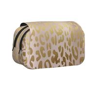 YXDVPALNE Rose Or Rose Métallisé Acier Léopard Peau d'animal Trousse à Crayons Portable à Double Coque avec Fermeture éclair