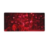 YXDVPALNE Rose Rouge imprimée,Tapis de Souris Grand Format pour Ordinateur, avec Base antidérapante en Caoutchouc, 40 x 90 cm