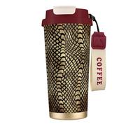 YXDVPALNE Safari Africain Noir Or Python Peau Animale Sépia,Tasse à café isotherme en acier inoxydable 316 avec cordon, 500 ml, idéale pour les voyages en voiture