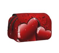 YXDVPALNE Saint-Valentin Paillettes Amour Coeurs Imprimés Trousse à Crayons Portable à Double Coque avec Fermeture éclair