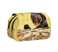YXDVPALNE Schnauzer Nain Animaux de Compagnie Chiens Noirs Trousse à Crayons Portable à Double Coque avec Fermeture éclair