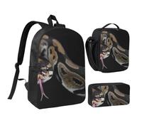 YXDVPALNE Serpent python,Ensemble de 3 sacs à dos, sac à lunch et trousse pour étudiant