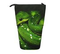 YXDVPALNE Serpent Reptile Vert,Trousse à Crayons télescopique, Porte-Crayons avec Pochette à Crayons zippée