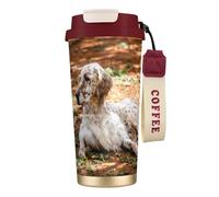 YXDVPALNE Setter anglais Automne Animaux de compagnie Chiens Anglais,Tasse à café isotherme en acier inoxydable 316 avec cordon, 500 ml, idéale pour les voyages en voiture