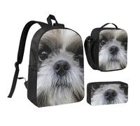 YXDVPALNE Shih Tzu mignon,Ensemble de 3 sacs à dos, sac à lunch et trousse pour étudiant