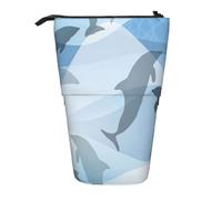 YXDVPALNE Silhouette de Dauphin,Trousse à Crayons télescopique, Porte-Crayons avec Pochette à Crayons zippée