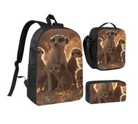 YXDVPALNE Suricates mignons,Ensemble de 3 sacs à dos, sac à lunch et trousse pour étudiant