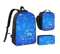 YXDVPALNE Tableau périodique des éléments amusants pour professeur de sciences,Ensemble de 3 sacs à dos, sac à lunch et trousse pour étudiant