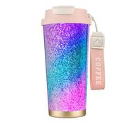 YXDVPALNE Tache de paillettes scintillantes,Tasse à café isotherme en acier inoxydable 316 avec cordon, 500 ml, idéale pour les voyages en voiture