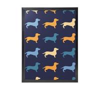 YXDVPALNE Teckel Bleu Orange Chien,Impressions d'art mural, cadre noir, peinture décorative à suspendre pour la maison, 30 x 40 cm