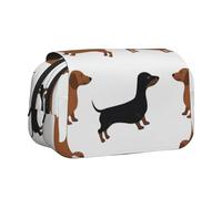 YXDVPALNE Teckel Weiner Pet Dogs Imprimé Trousse à Crayons Portable à Double Coque avec Fermeture éclair