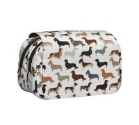 YXDVPALNE Teckels à Poil Dur Lisse et à Poil Long Chiens Animaux de Compagnie Trousse à Crayons Portable à Double Coque avec Fermeture éclair