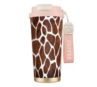 YXDVPALNE Texture animale imprimée peau de girafe,Tasse à café isotherme en acier inoxydable 316 avec cordon, 500 ml, idéale pour les voyages en voiture
