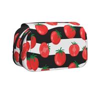 YXDVPALNE Tomates Rouges avec stries Trousse à Crayons Portable à Double Coque avec Fermeture éclair