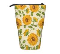 YXDVPALNE Tournesol dessiné,Trousse à Crayons télescopique, Porte-Crayons avec Pochette à Crayons zippée