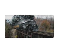 YXDVPALNE Train à Vapeur et Chemin de Fer,Tapis de Souris Grand Format pour Ordinateur, avec Base antidérapante en Caoutchouc, 40 x 90 cm