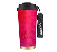 YXDVPALNE Triangle géométrique fuchsia,Tasse à café isotherme en acier inoxydable 316 avec cordon, 500 ml, idéale pour les voyages en voiture