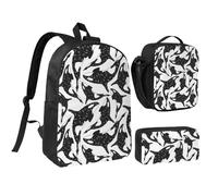 YXDVPALNE Tueur de baleines et d'orques,Ensemble de 3 sacs à dos, sac à lunch et trousse pour étudiant