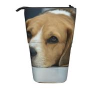 YXDVPALNE Un Mignon Chien Beagle est allongé sur Le Sol,Trousse à Crayons télescopique, Porte-Crayons avec Pochette à Crayons zippée