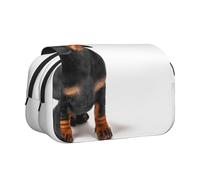 YXDVPALNE Un Mignon Chiot Teckel Assis Trousse à Crayons Portable à Double Coque avec Fermeture éclair