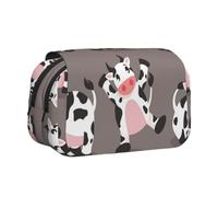 YXDVPALNE Vache de Dessin animé Mignonne imprimée Trousse à Crayons Portable à Double Coque avec Fermeture éclair