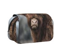 YXDVPALNE Vache des Highlands, Faune écossaise Trousse à Crayons Portable à Double Coque avec Fermeture éclair