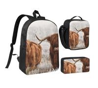 YXDVPALNE Vache écossaise,Ensemble de 3 sacs à dos, sac à lunch et trousse pour étudiant