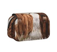 YXDVPALNE Vache écossaise Trousse à Crayons Portable à Double Coque avec Fermeture éclair