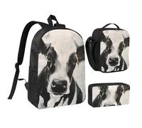YXDVPALNE Vache noire et blanche,Ensemble de 3 sacs à dos, sac à lunch et trousse pour étudiant