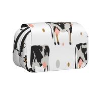 YXDVPALNE Vache tachetée de Lait Vache Noire Trousse à Crayons Portable à Double Coque avec Fermeture éclair