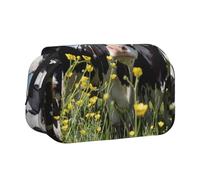 YXDVPALNE Vaches Noires et Blanches Trousse à Crayons Portable à Double Coque avec Fermeture éclair