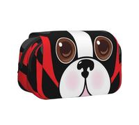YXDVPALNE Visage de Boston Terrier Trousse à Crayons Portable à Double Coque avec Fermeture éclair