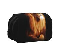YXDVPALNE Visage de Lion en colère Trousse à Crayons Portable à Double Coque avec Fermeture éclair