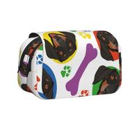 YXDVPALNE Visage de Teckel Joueur Trousse à Crayons Portable à Double Coque avec Fermeture éclair