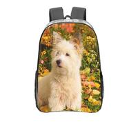 YXDVPALNE Westie Automne West Highland White Terrier Chiens,16 pouces Sac à dos décontracté Sac à dos transparent Sac d'école résistant à l'eau