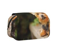 YXDVPALNE Yorkshire Terrier Bokeh Chiens Mignons Mur Trousse à Crayons Portable à Double Coque avec Fermeture éclair