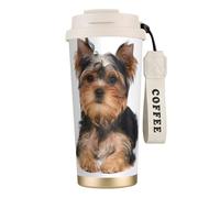 YXDVPALNE Yorkshire Terrier,Tasse à café isotherme en acier inoxydable 316 avec cordon, 500 ml, idéale pour les voyages en voiture