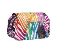 YXDVPALNE Zèbre Arc-en-Ciel Trousse à Crayons Portable à Double Coque avec Fermeture éclair