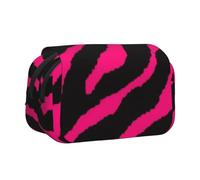 YXDVPALNE Zèbre Rose Noir Trousse à Crayons Portable à Double Coque avec Fermeture éclair