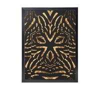 YXDVPALNE Zèbre sauvage d'Afrique à rayures noires et dorées,Impressions d'art mural, cadre noir, peinture décorative à suspendre pour la maison, 30 x 40 cm