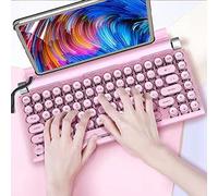 YXFAZPP Clavier de Machine à écrire rétro sans Fil Bluetooth Classique Vintage avec axe Vert et lumière colorée véritable Clavier mécanique avec Touches Punk pour Ordinateur (Pink)