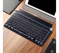 YXFAZPP Clavier de Machine à écrire rétro sans Fil Bluetooth Classique Vintage avec axe Vert et lumière colorée véritable Clavier mécanique avec Touches Punk pour Ordinateur (Black)