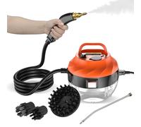 YXFAZPP Nettoyeur à vapeur portable haute pression 1500 W avec 6 vitesses réglables, 3 têtes de brosse, nettoyeur à vapeur pressurisé (noir orange)