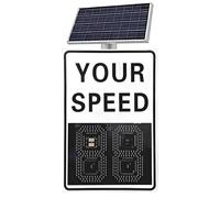 YXFAZPP Panneaux de limitation de Vitesse LED Clignotants à énergie Solaire, 20 « x27 » / 24 « x35 » Détecteur de Vitesse Radar en Aluminium antirouille avec Accessoires