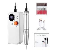 YXFAZPP Perceuse à Ongles électrique 30000 RPM Rechargeable, Machine Professionnelle de manucure avec écran LCD - polisseuse et exfoliatrice à Faible Bruit pour la Maison (30000rpm101 White)