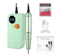 YXFAZPP Perceuse à Ongles électrique 30000 RPM Rechargeable, Machine Professionnelle de manucure avec écran LCD - polisseuse et exfoliatrice à Faible Bruit pour la Maison (30000rpm101 Green)