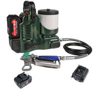 YXFAZPP Pulvérisateur portatif sans air, 2250 psi sans fil de type piston au lithium avec trémie de 1,2 L, réglage de 6 vitesses, 1,1 l/min, 2 batteries au lithium 21 V/5 A